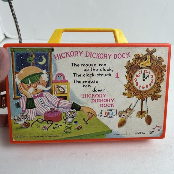 Vintage 1971 Fisher Price Hickory Dickory Dock Windup Music Box Works - Picture 5 of 6